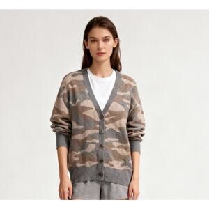 Christian Siriano Women's Button-Up Camo Cardigan Sweater Size XL